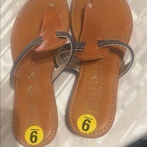 Italian Shoemakers Tan Sandals Minimalist Thong Style